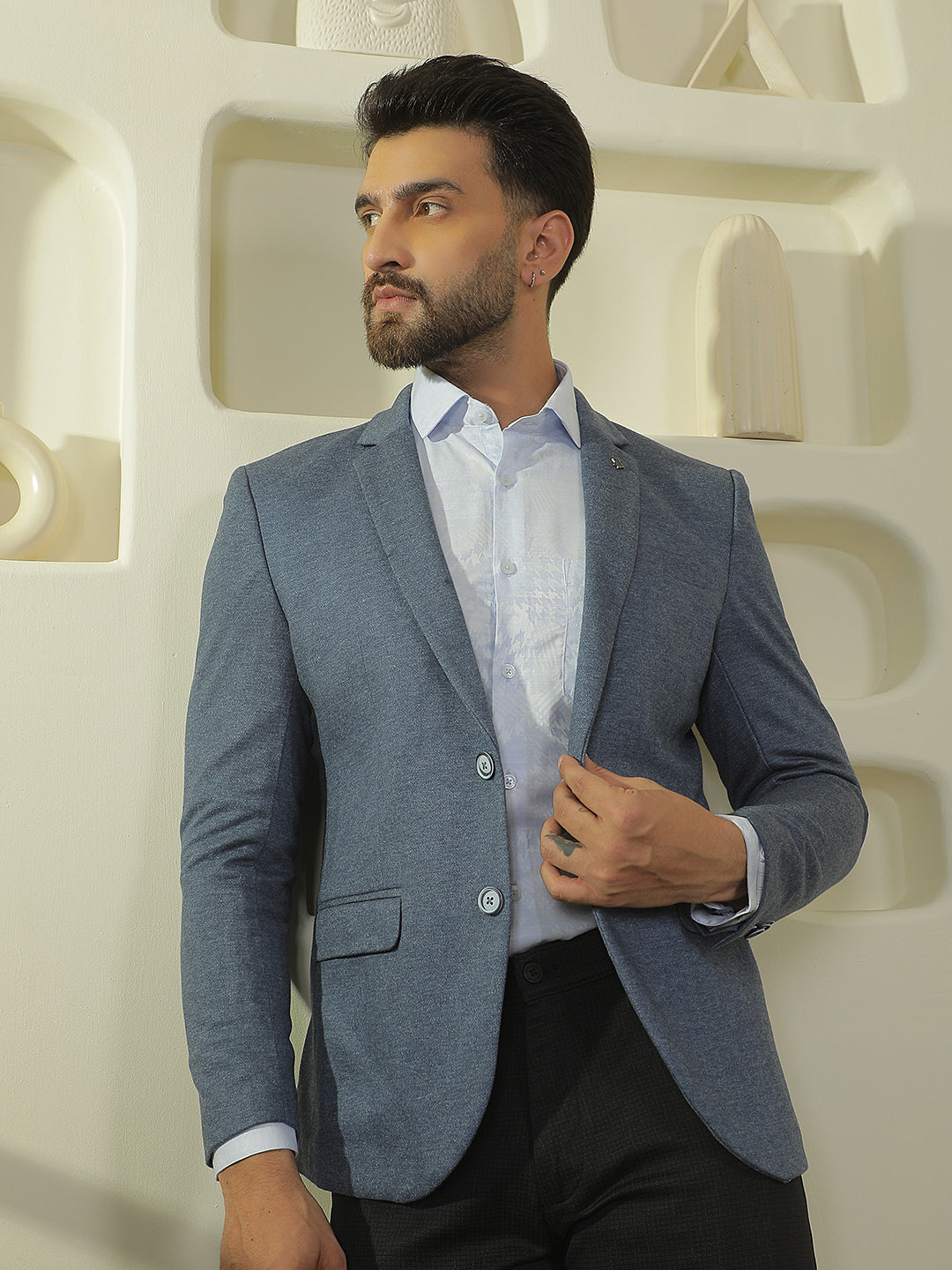 Blue Notch Lapel Blazer