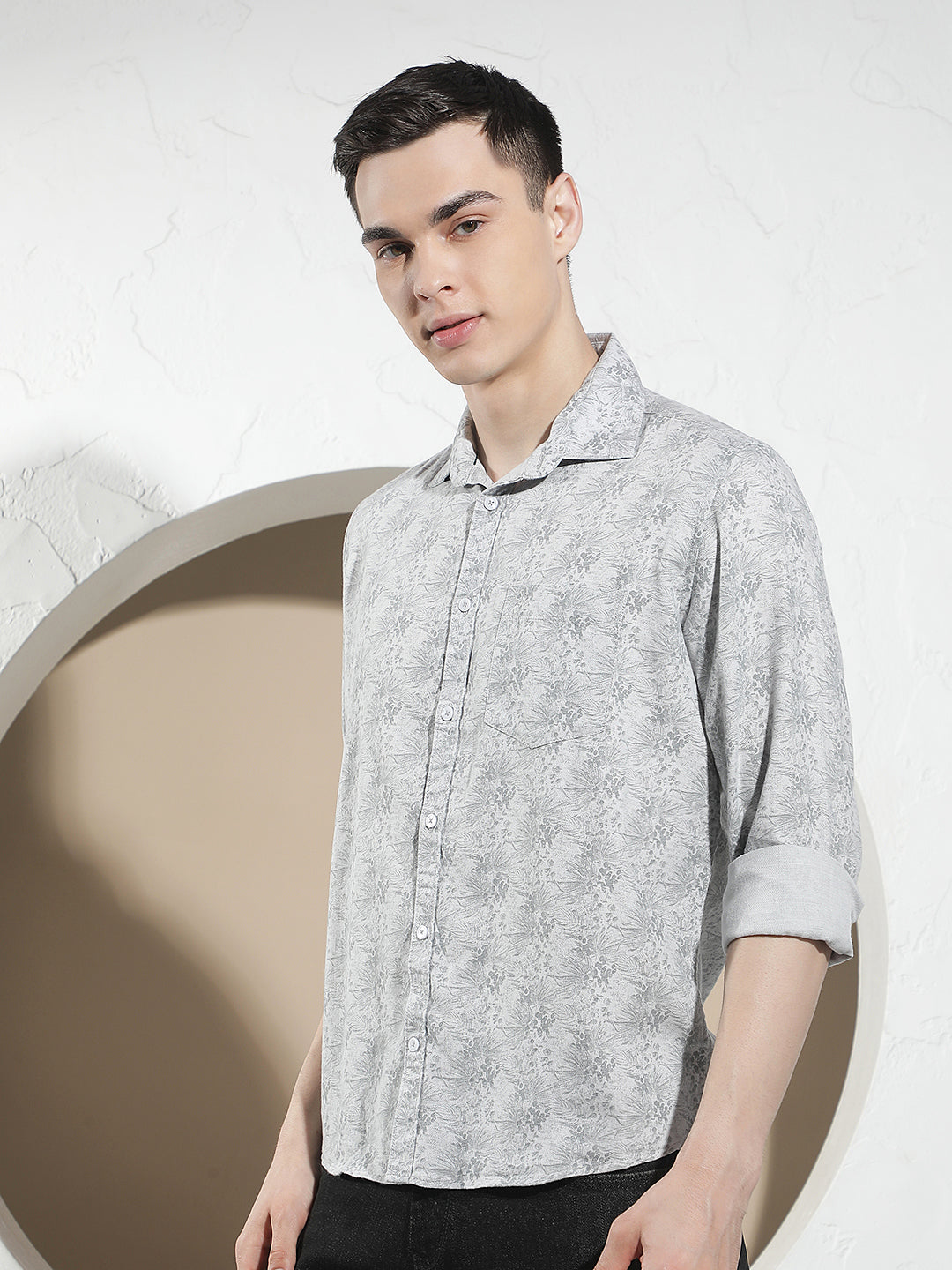 Ivory Grey Printed Shirt