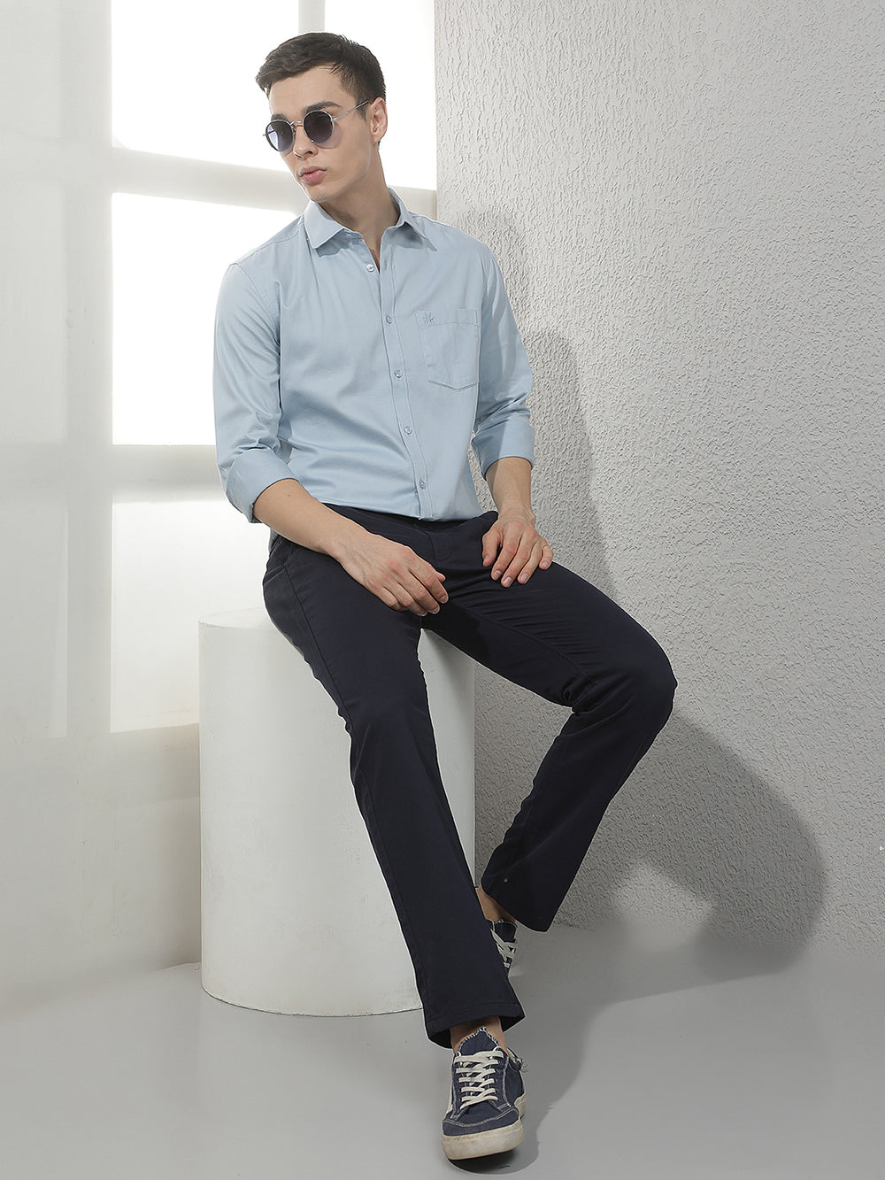 Navy Blue Straight Trousers
