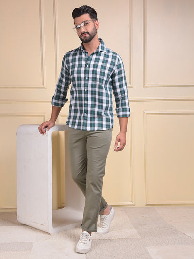 Green Checked 100% Cotton Shirt