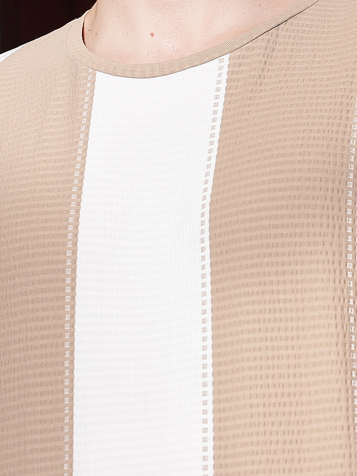 Beige Vertical Striped Sweatshirt