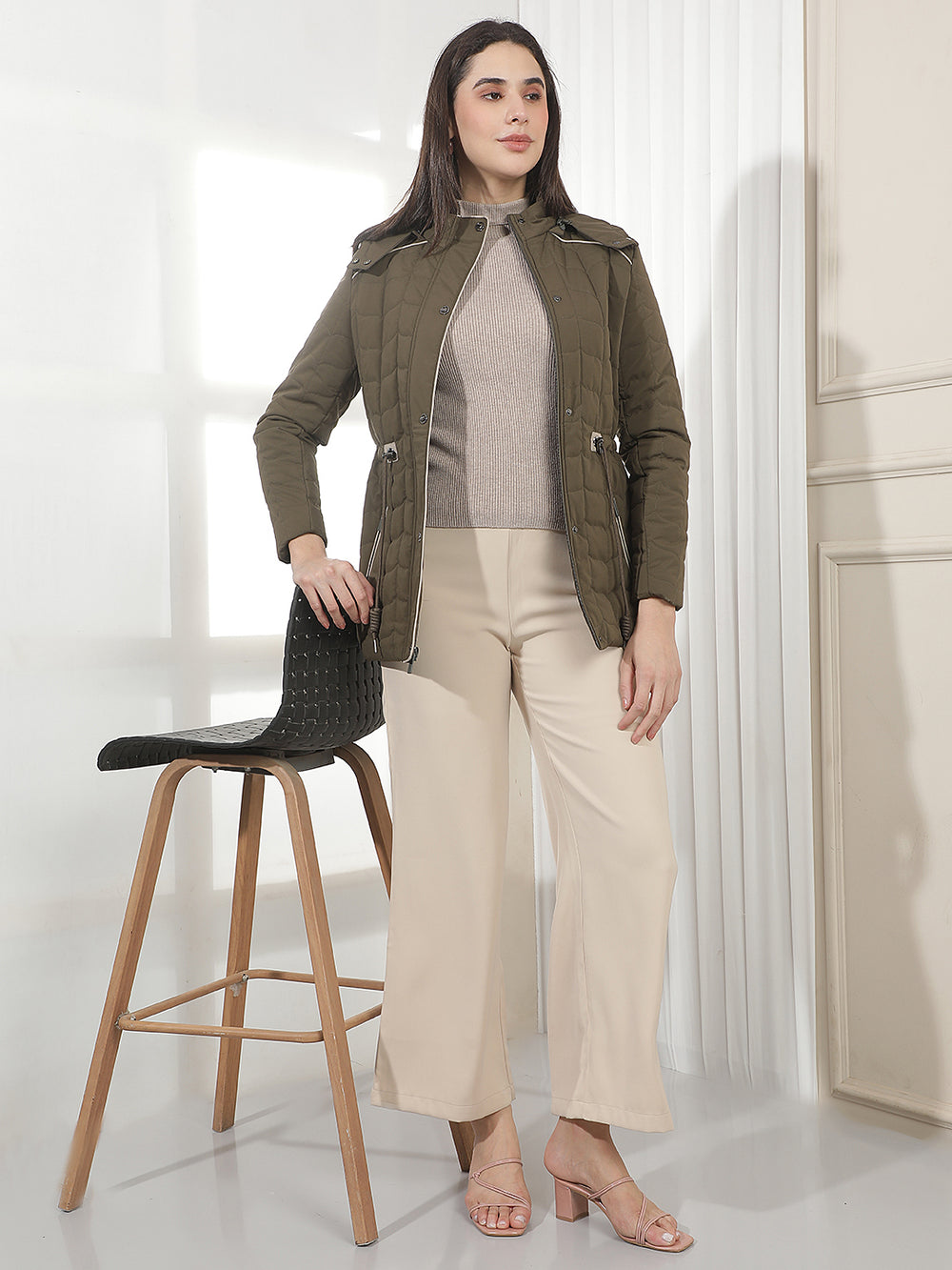 Olive Hooded Puffer Jacket