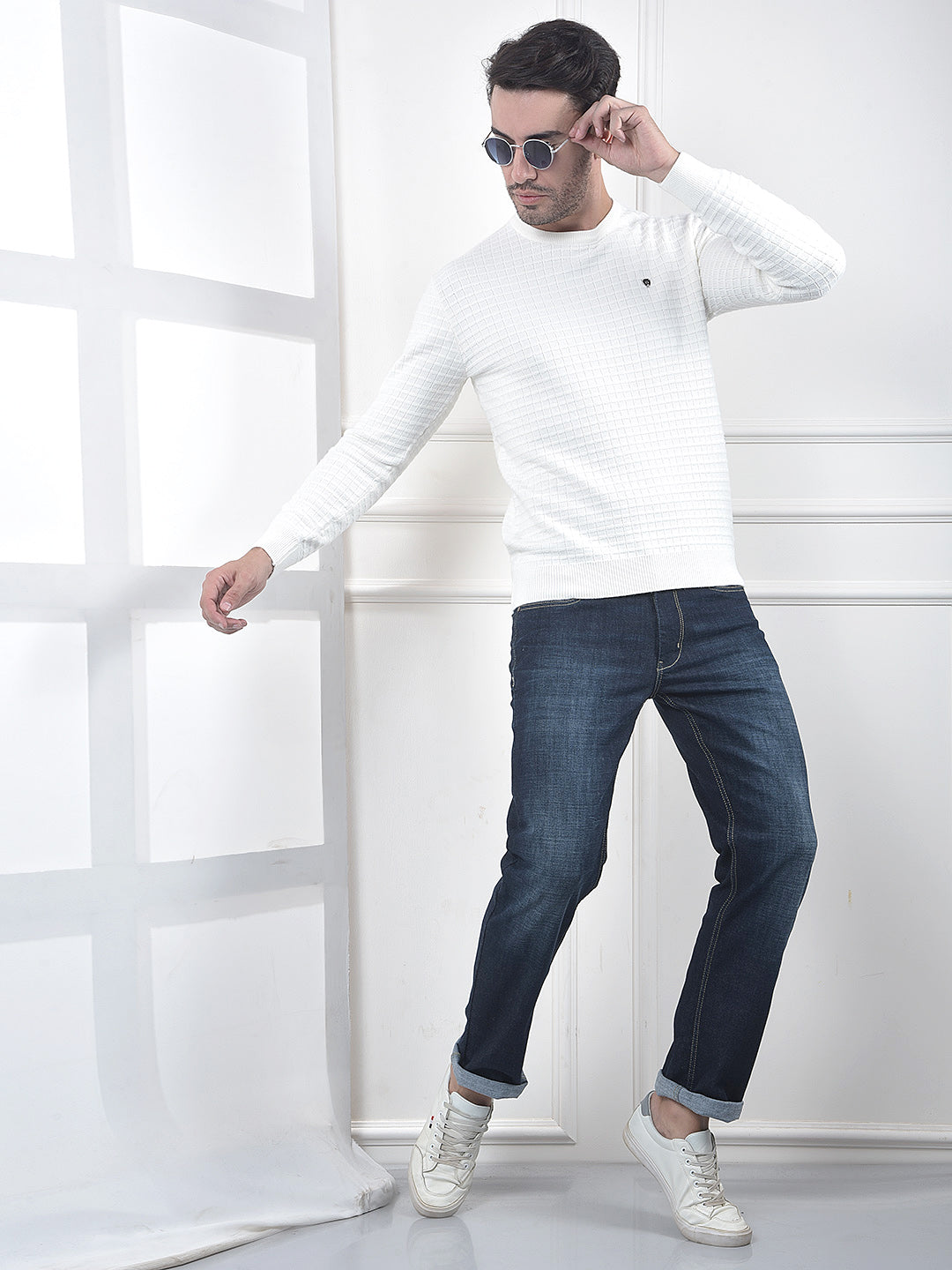 Off White Jacquard Knitted Sweater