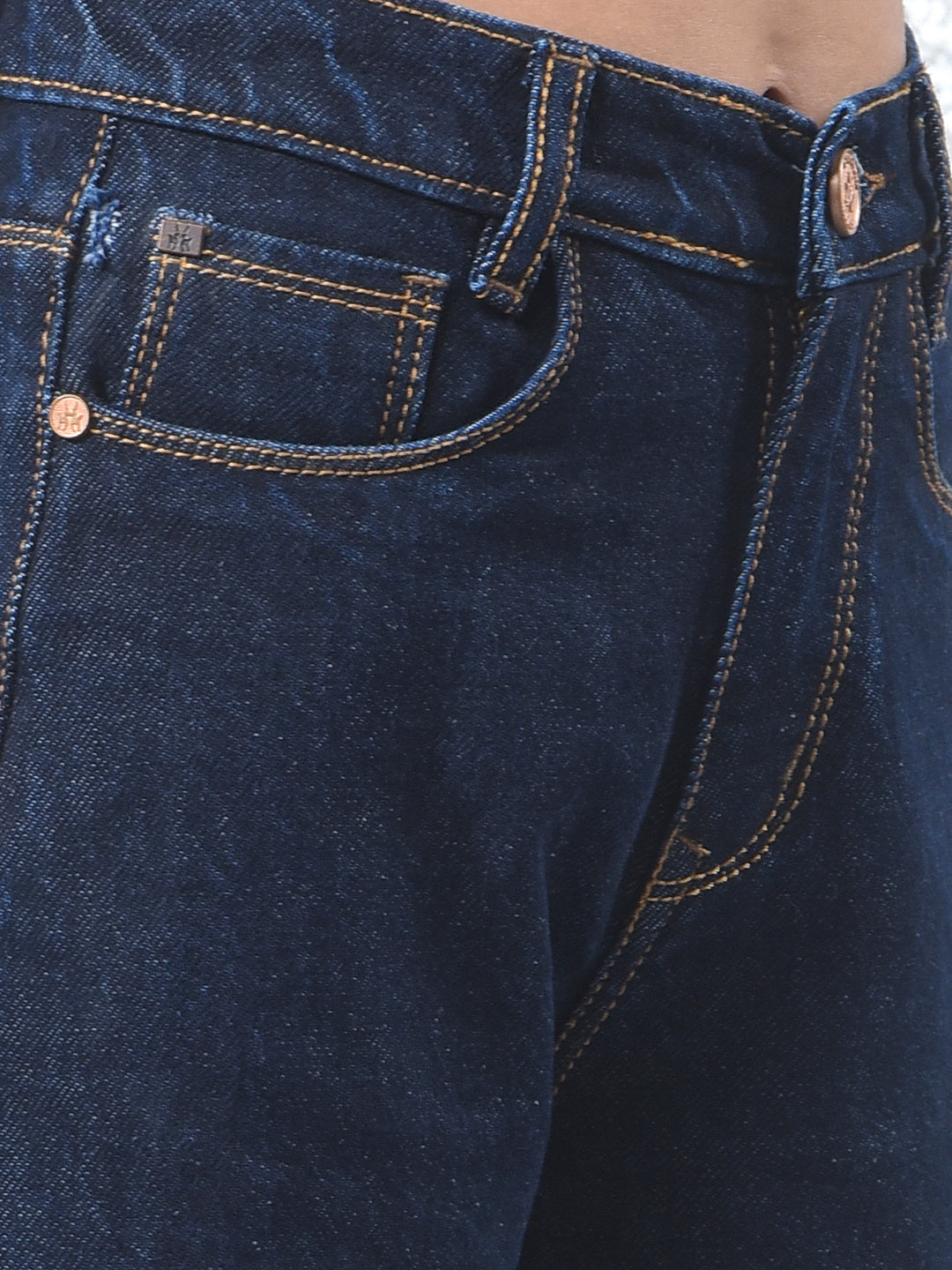 Blue 100% Cotton Wide Leg Jeans