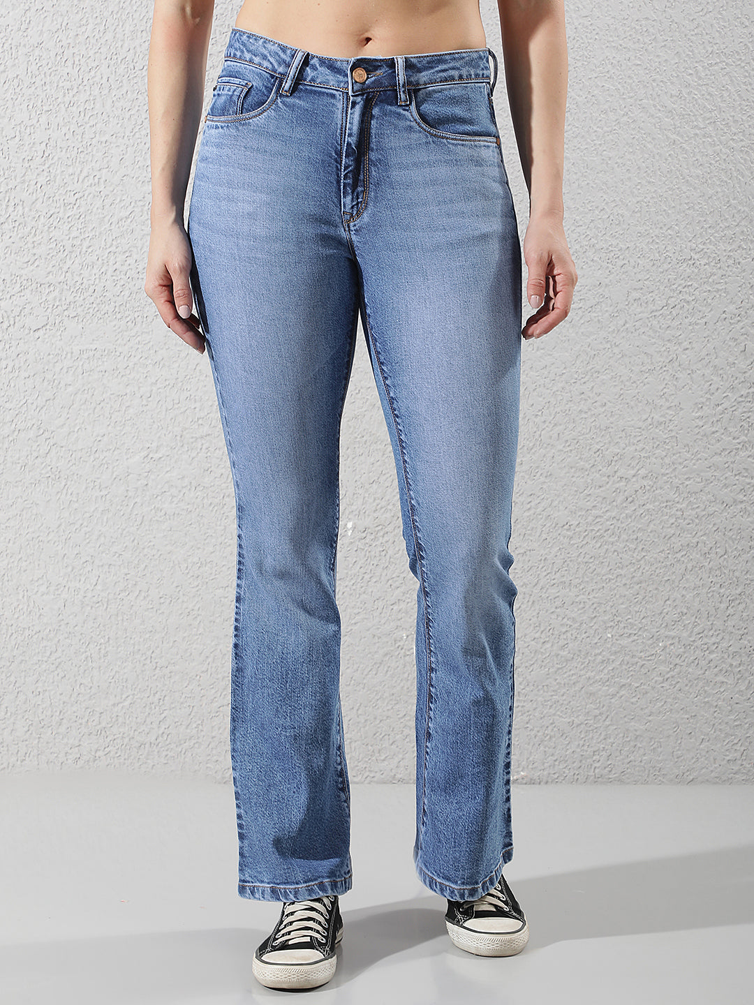 Structured Azure Blue Bootcut Jeans