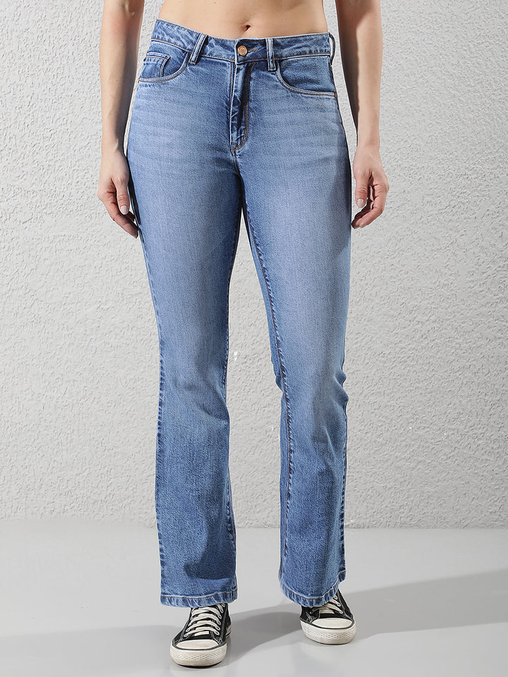 Structured Azure Blue Bootcut Jeans