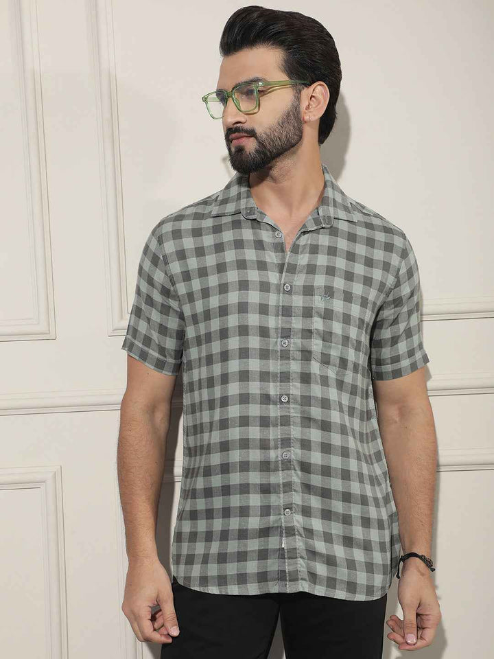 Green Checked Linen Shirt