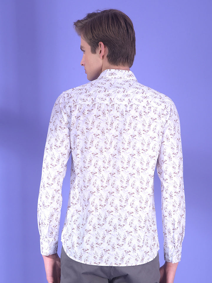 Minimal Brown Floral Print Shirt