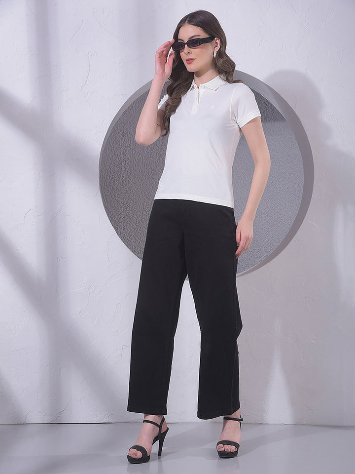 White Polo Neck T-Shirt