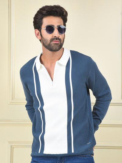 Blue Vertical Stripes 100% Cotton T-Shirt