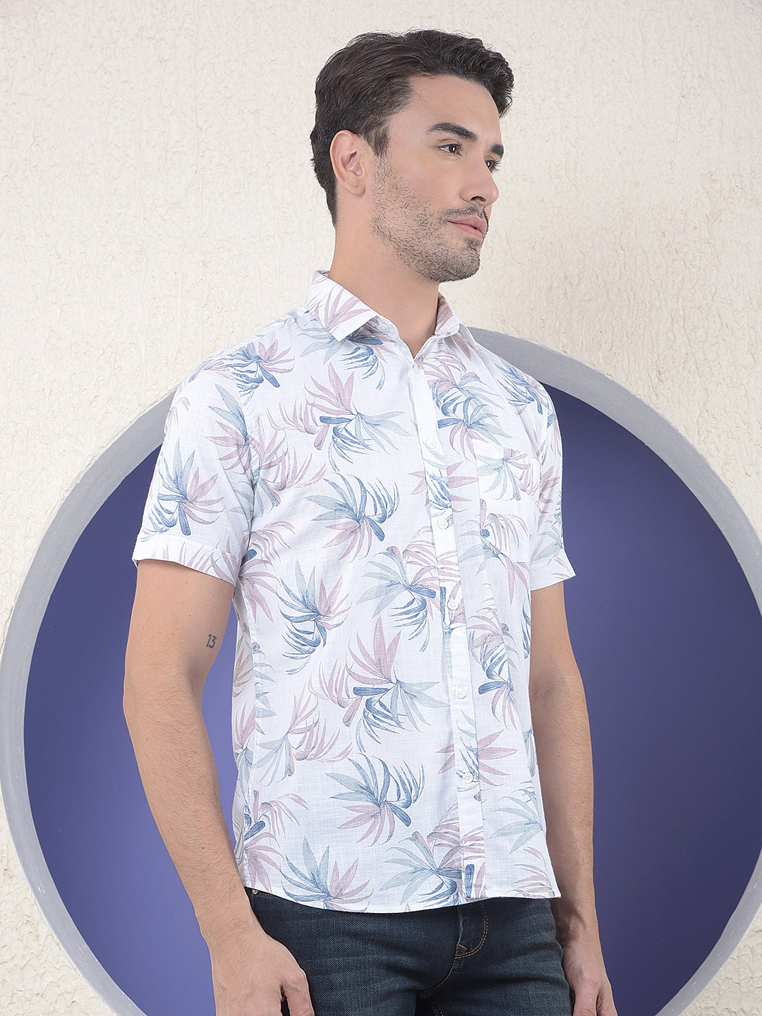 Printed 100% Cotton Beige Shirt
