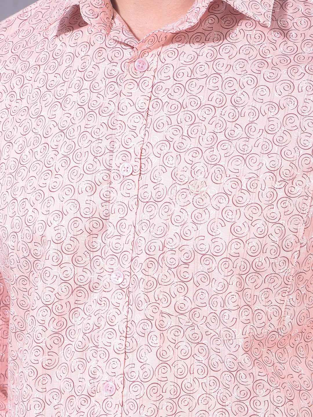 Peach Geometric Print Shirt