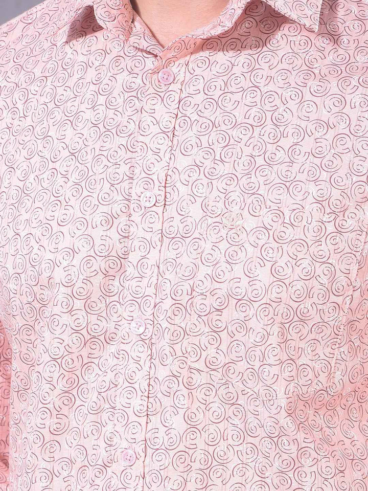Peach Geometric Print Shirt