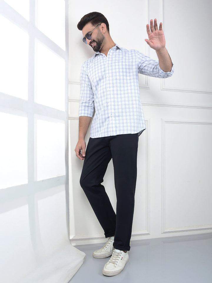 Grey Checked 100% Cotton Shirt