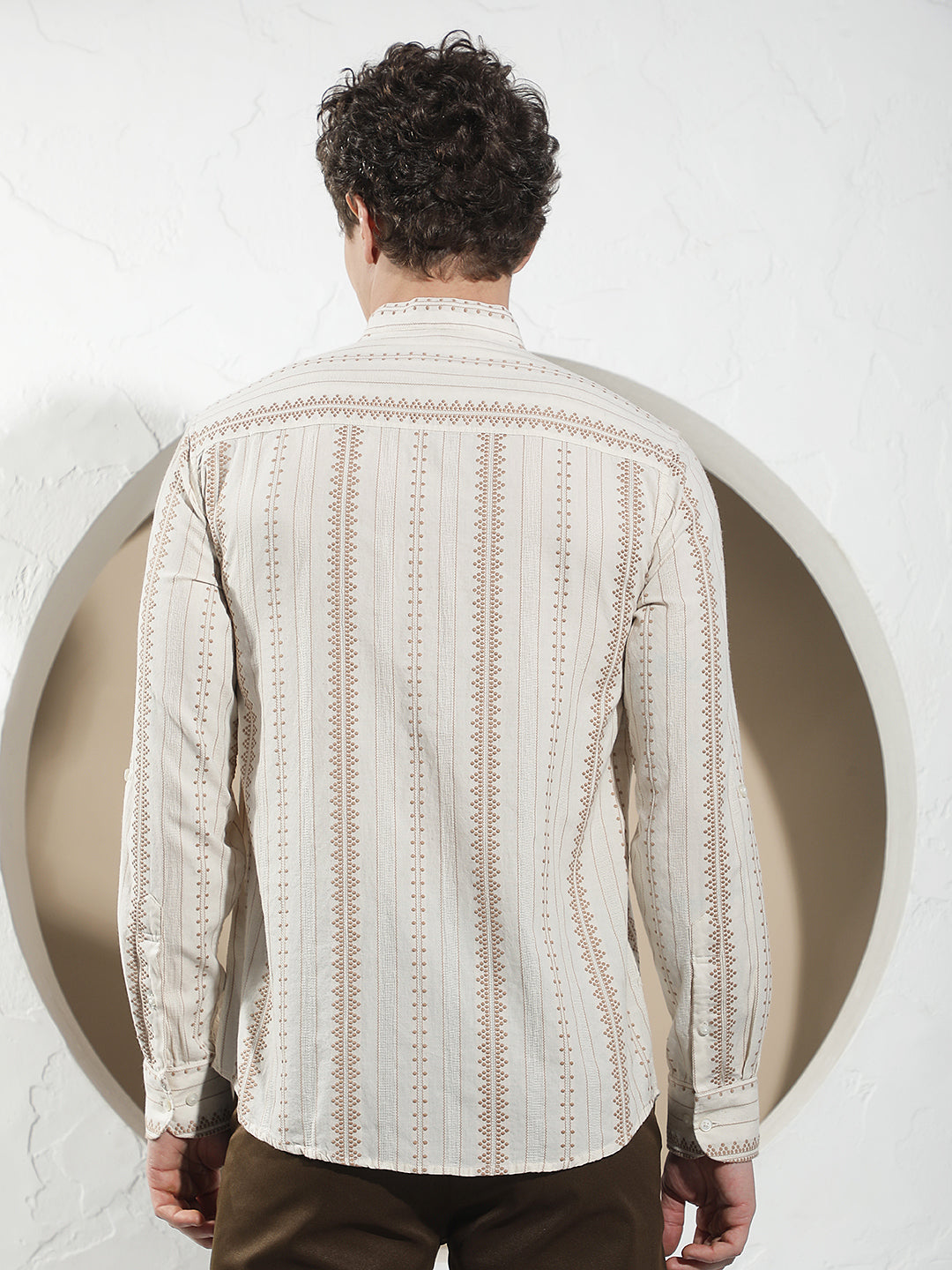Brown Vertical Striped Kurta