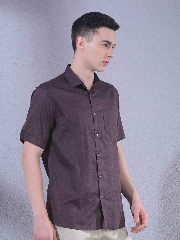 Brown Floral Print Modal Shirt