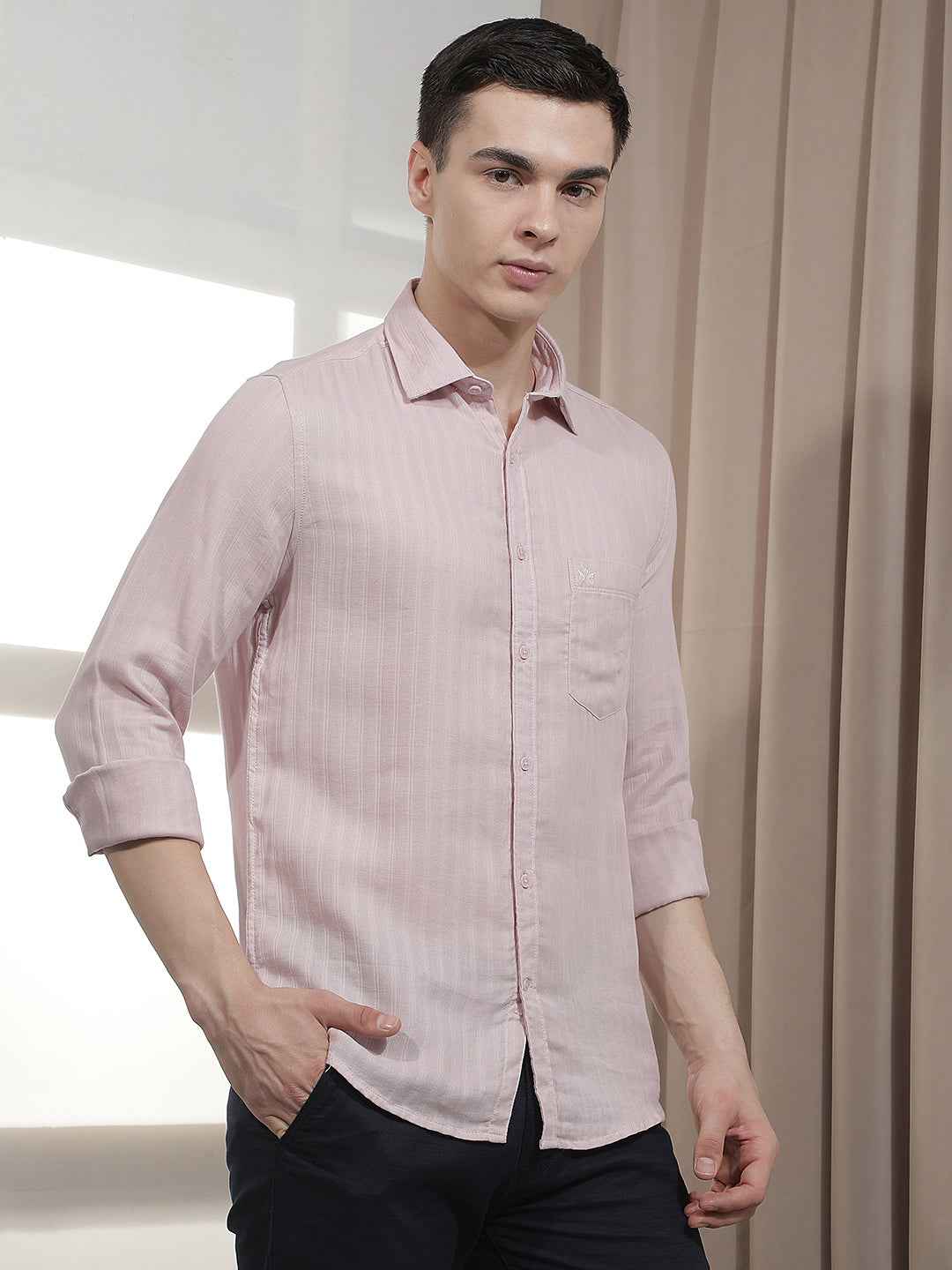 Pink Vertical Stripes Shirt