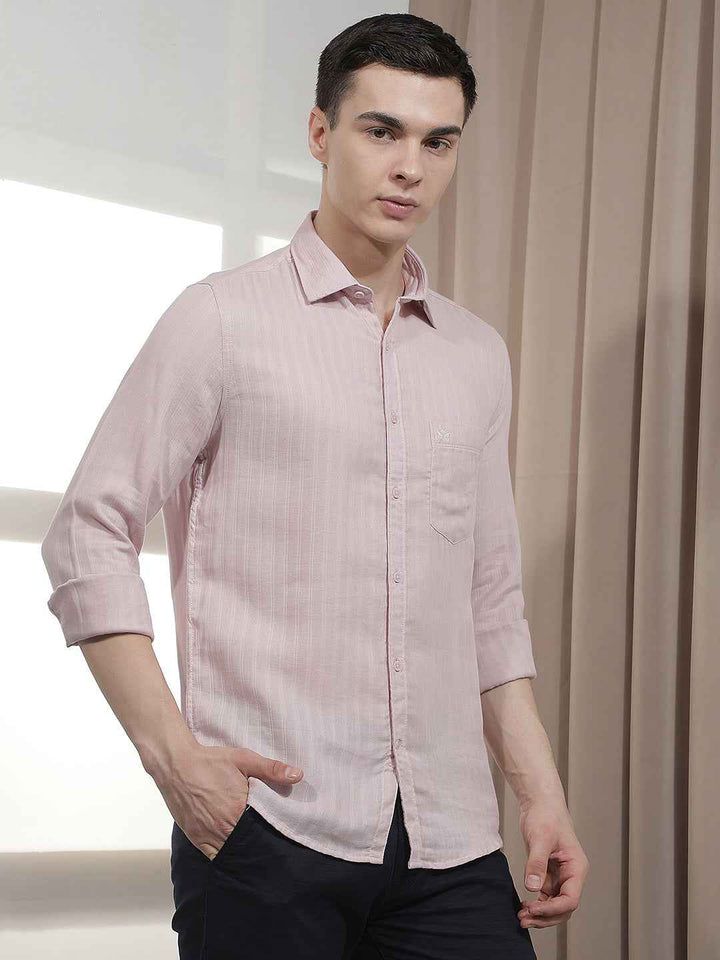 Pink Vertical Stripes Shirt