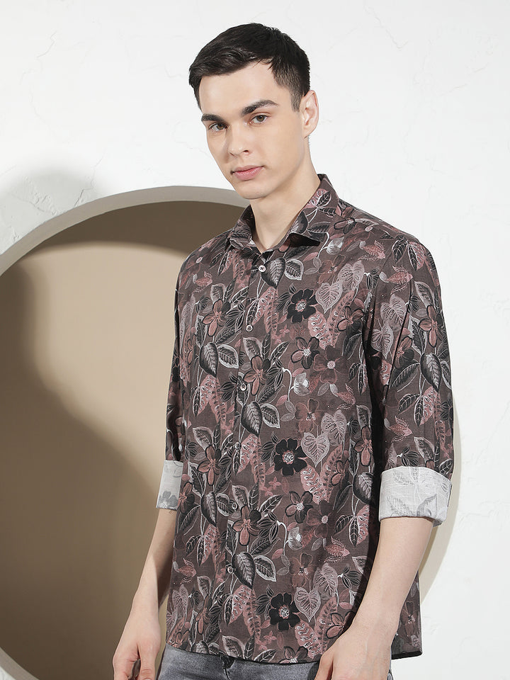 Purple Floral Print Shirt