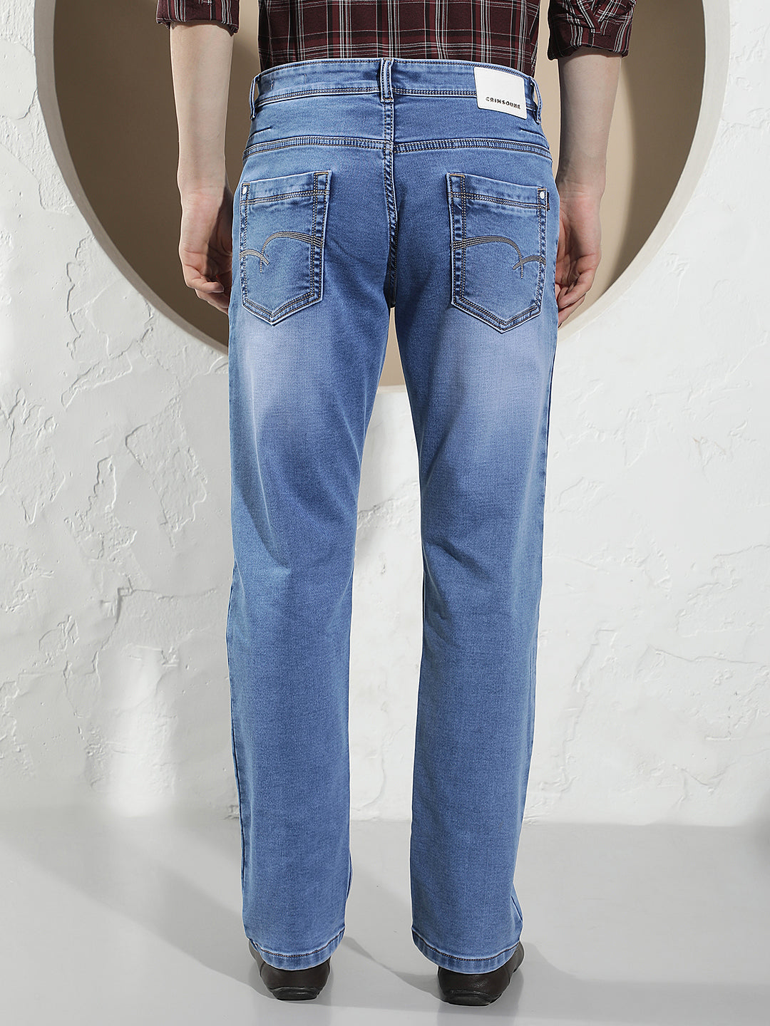 Structured Coastal Blue Straight Jeans