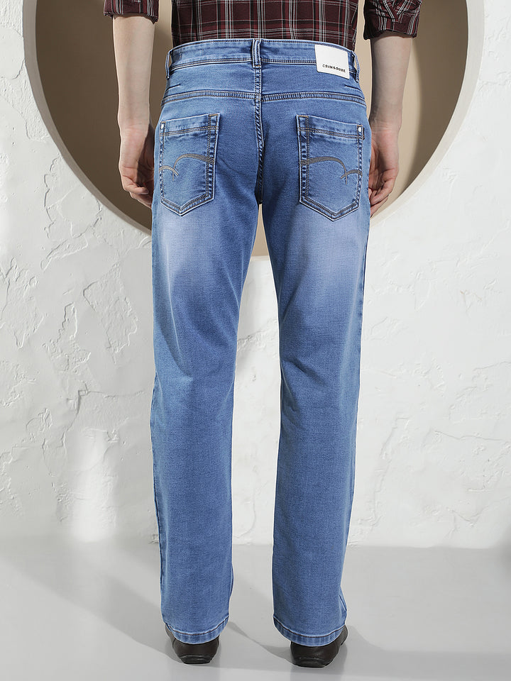 Structured Coastal Blue Straight Jeans