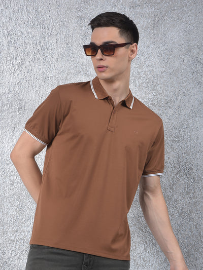 Dreamy Brown Polo Neck T-Shirt