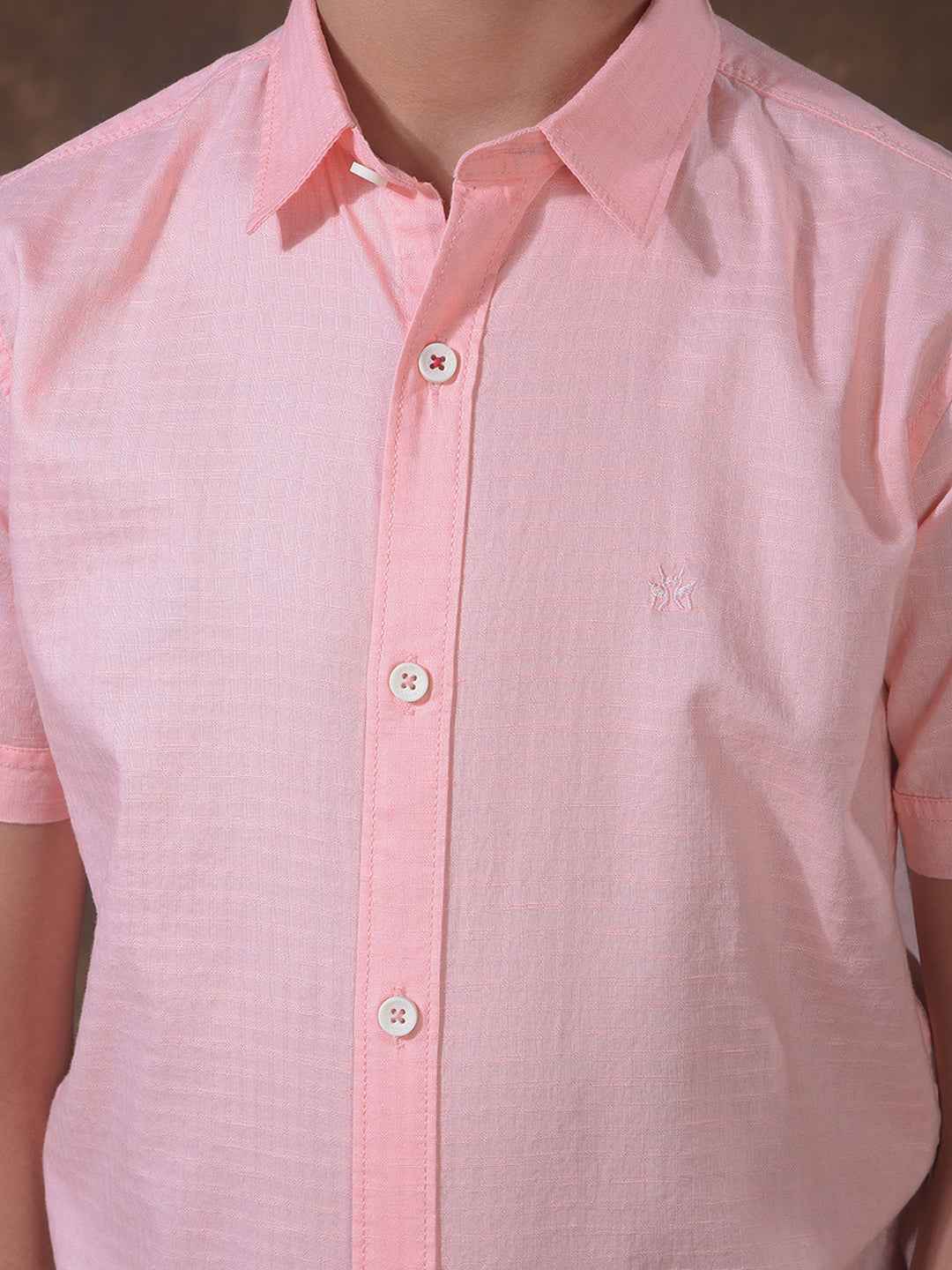 Peach Textured Casual Shirt