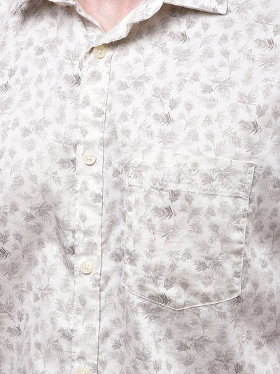 Beige Floral Print 100% Cotton Shirt