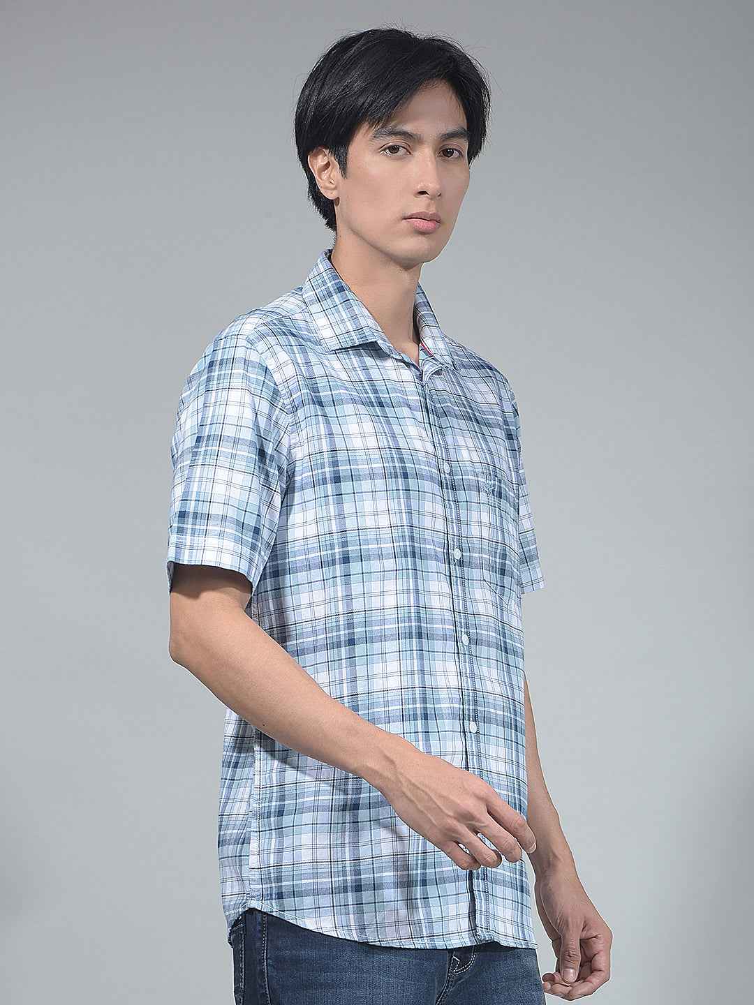 Blue Checked 100% Cotton Shirt