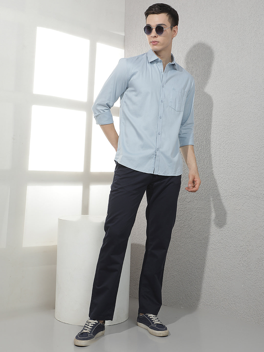 Navy Blue Straight Trousers