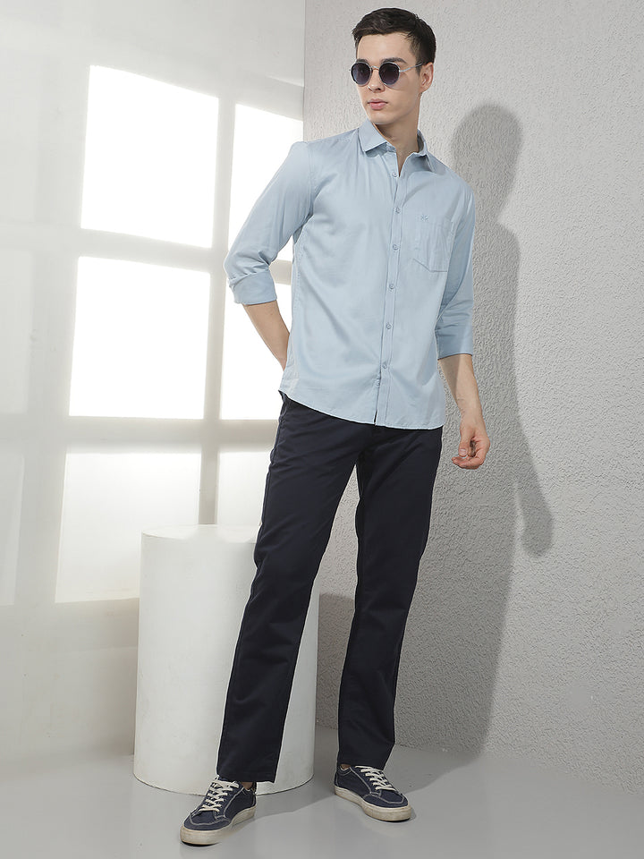 Navy Blue Straight Trousers