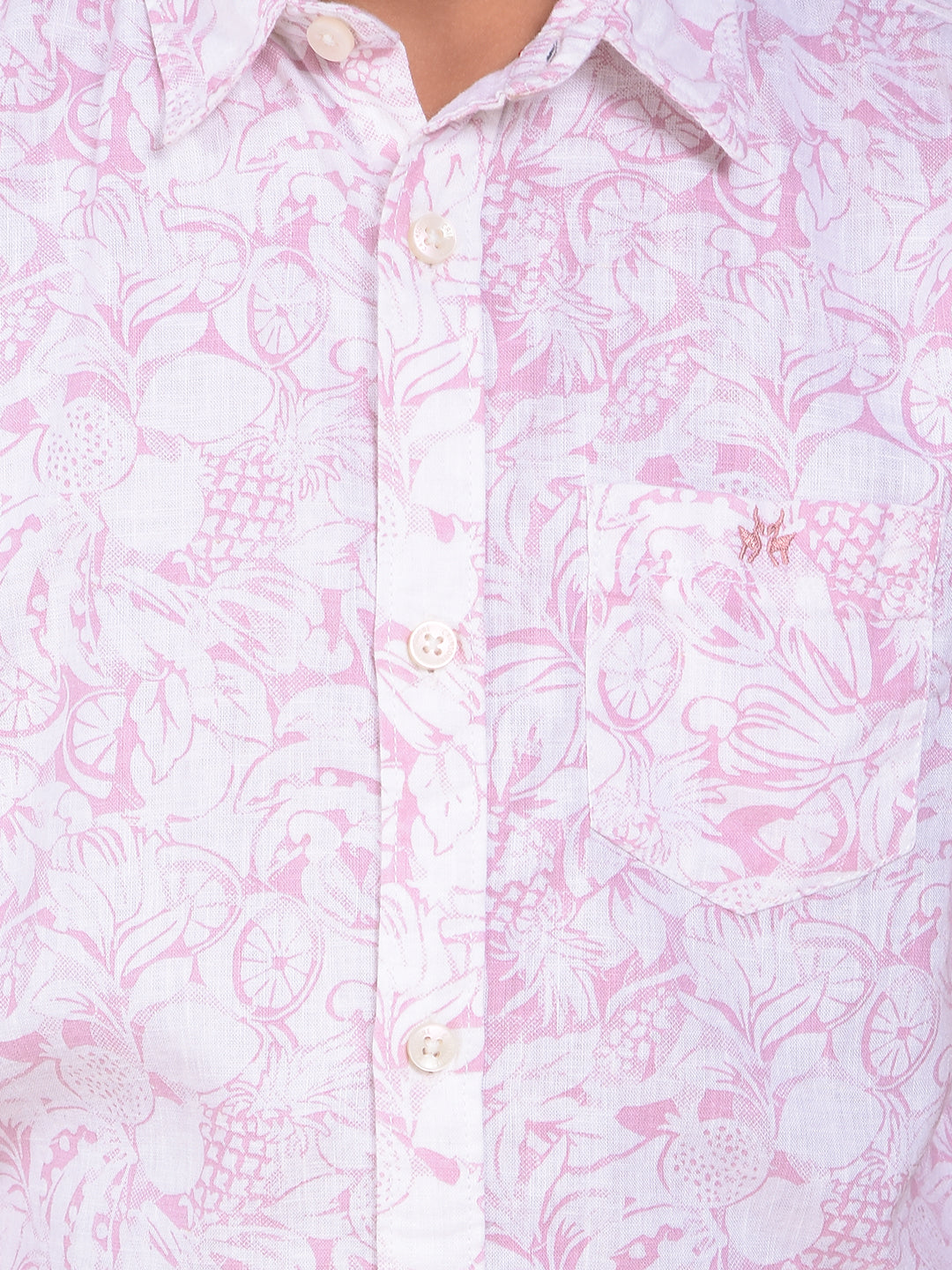 Purple Floral Print Linen Shirt