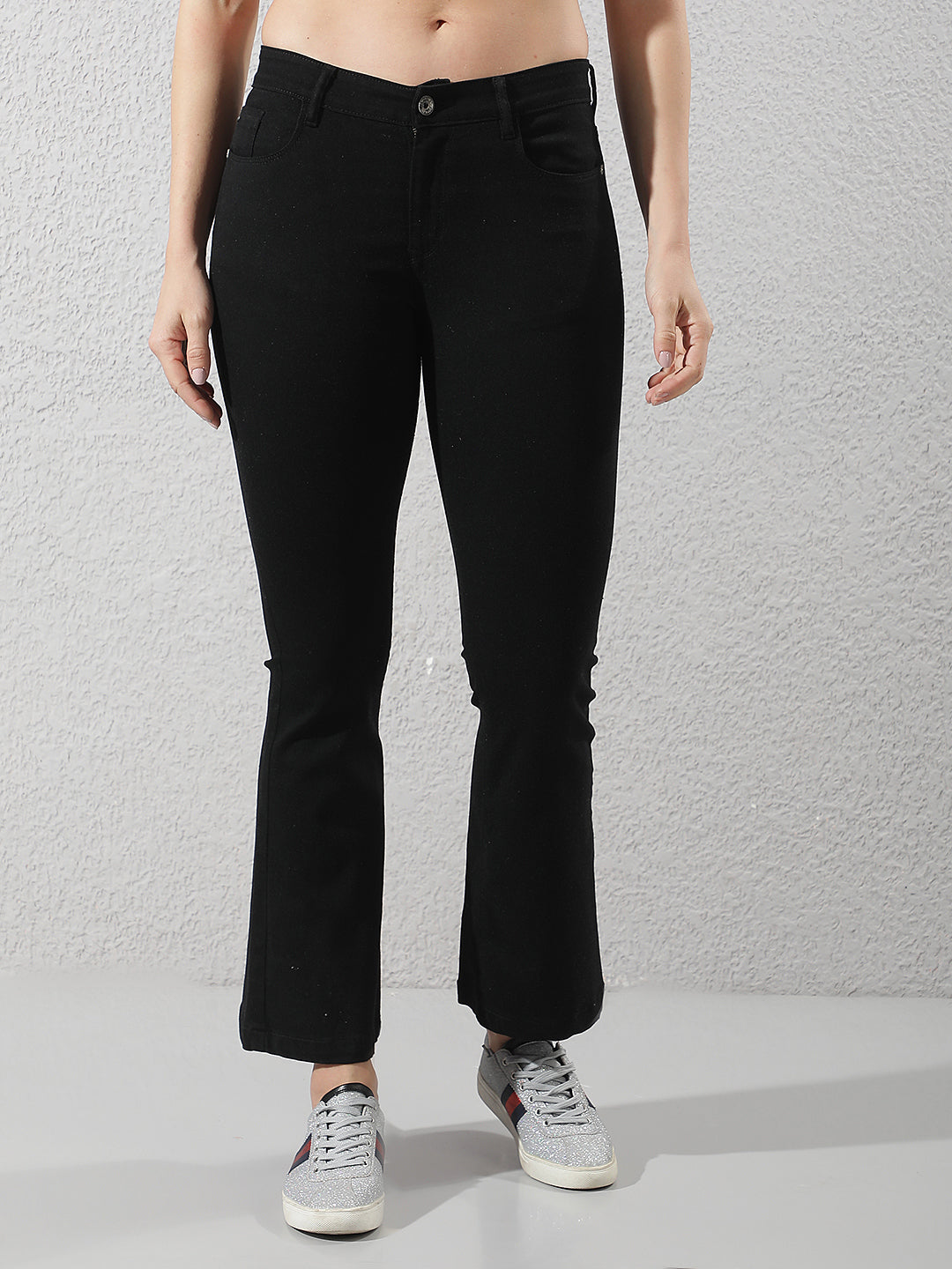 Minimalist Stealth Black Bootcut Jeans