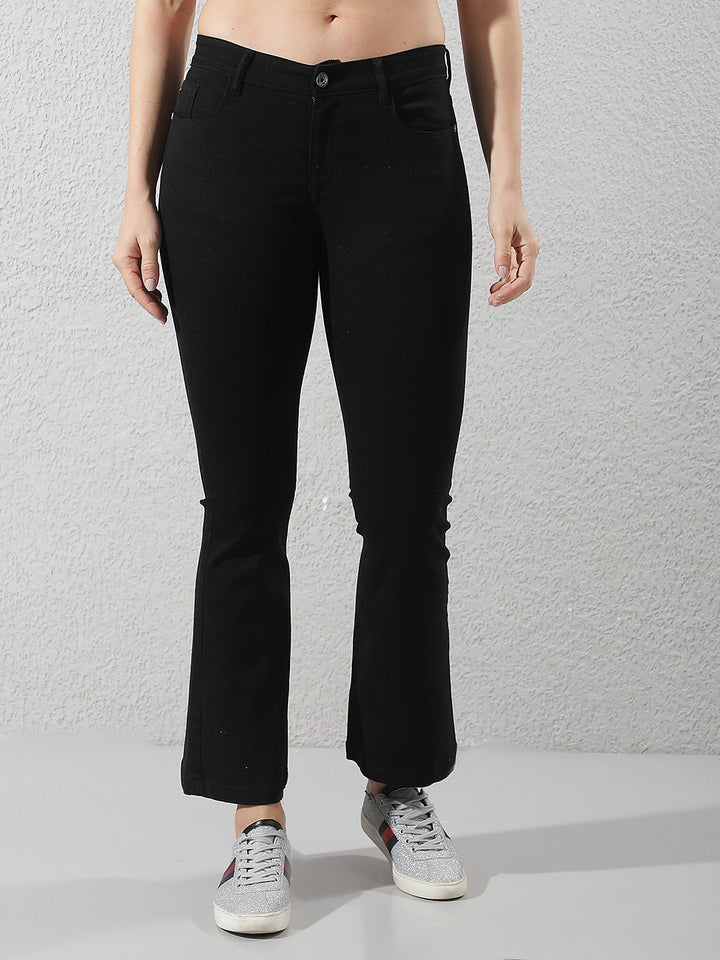Minimalist Stealth Black Bootcut Jeans