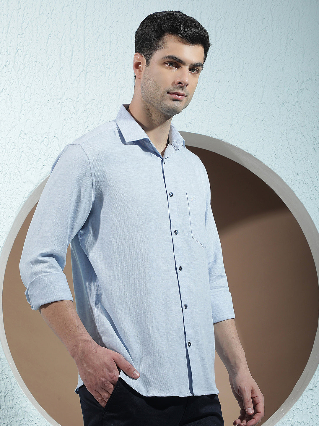 Essential Sky Blue Textured Shirt