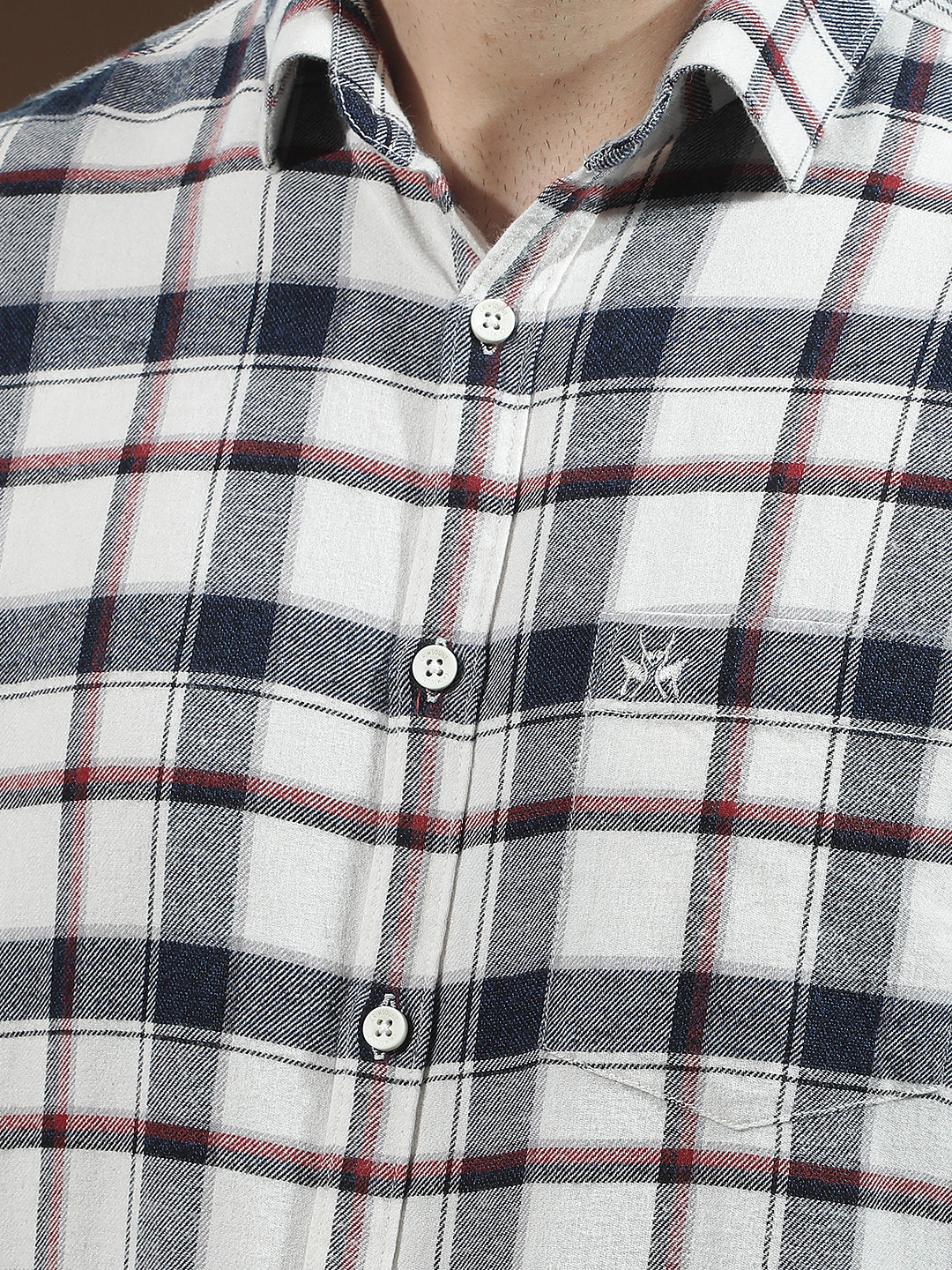 Navy Blue Checked 100% cotton Shirt