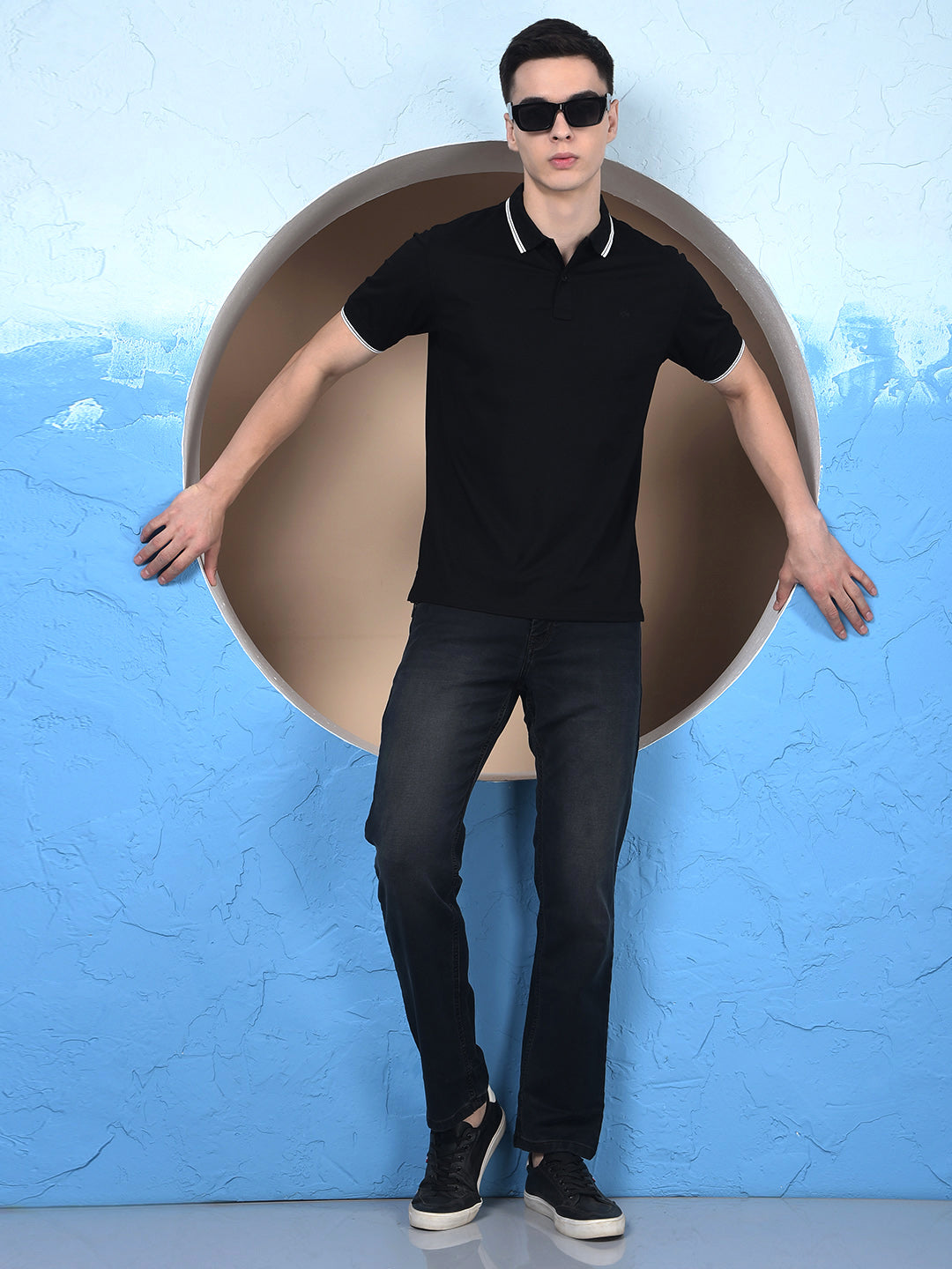 Noir Black Polo Neck T-Shirt