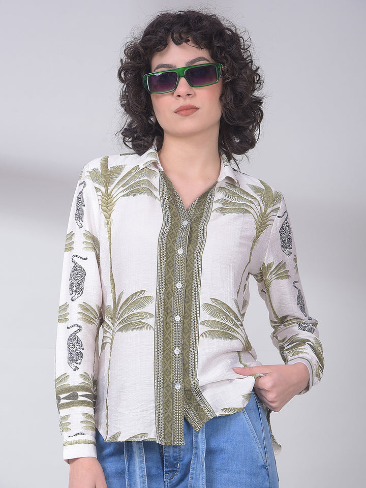 Green Floral Print Shirt