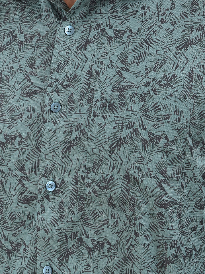 Fine Line Green Floral Print Shirt