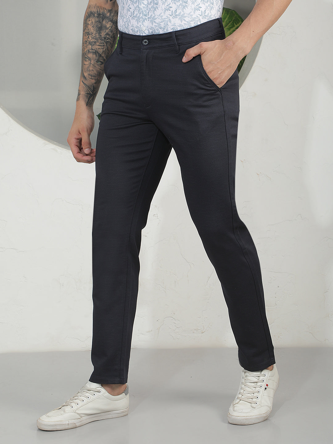 Chic Anchor Blue Navy Blue Trousers