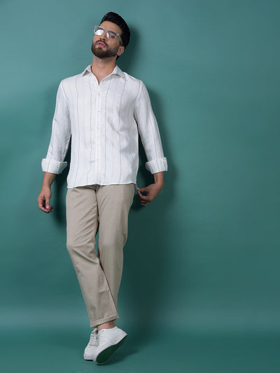 White Vertical Stripes Shirt