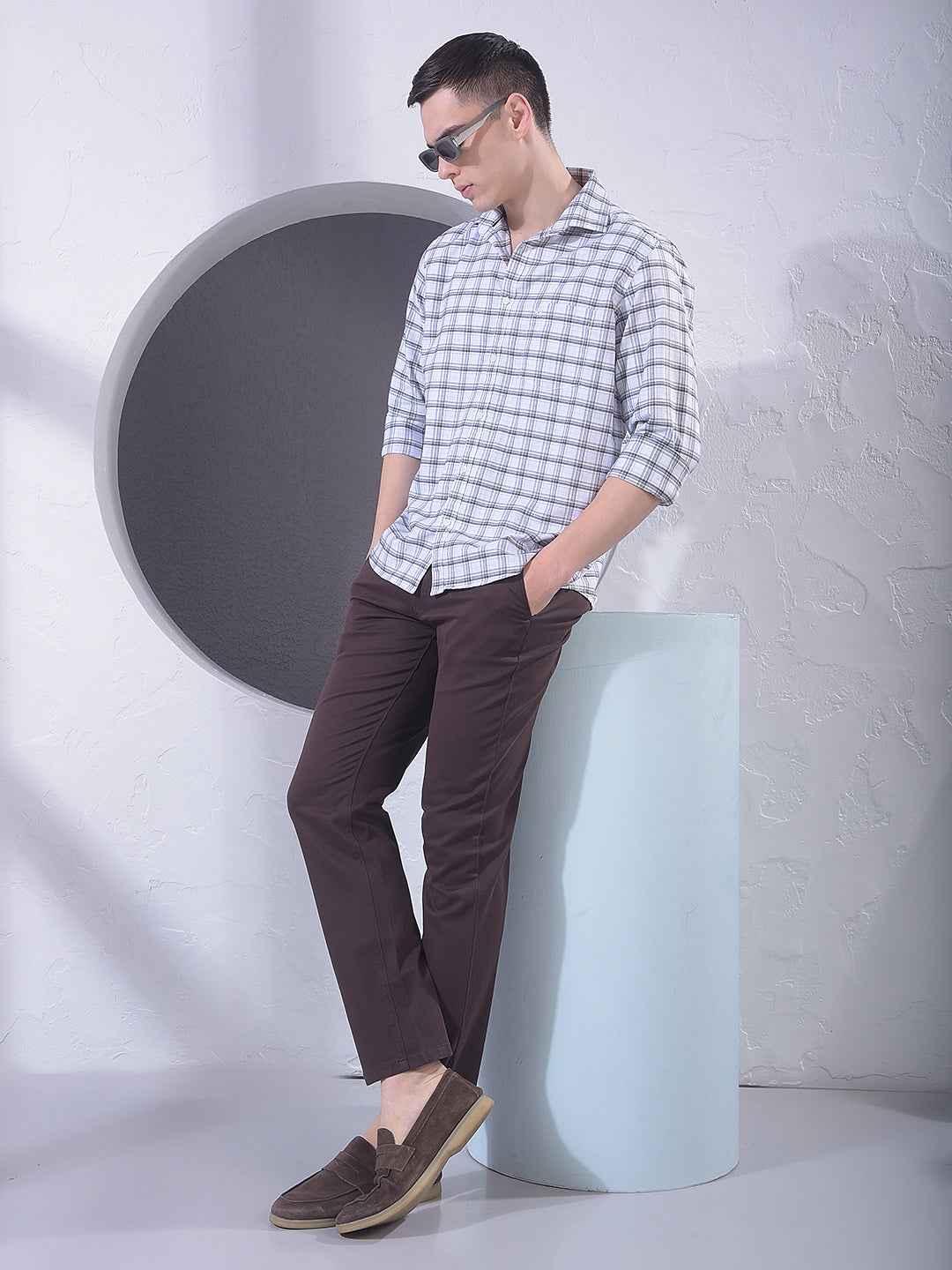 White Checked 100% Cotton Shirt