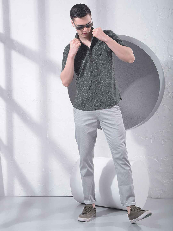 Green Floral Print 100% Cotton Shirt