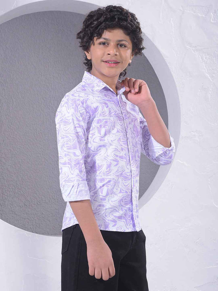 Purple Printed 100% Cotton Shirt