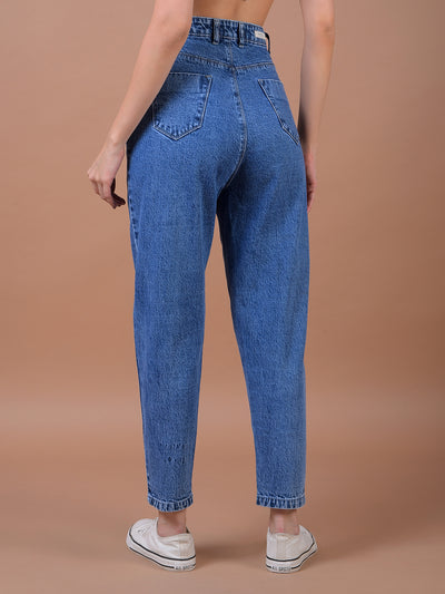 Blue 100% Cotton Baggy Jeans
