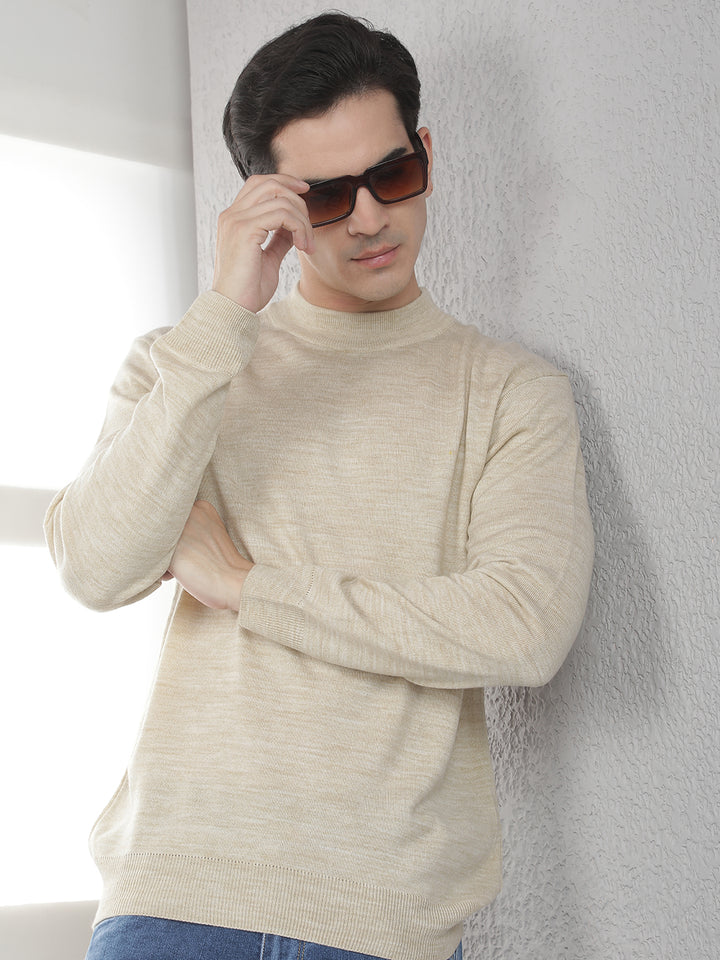 Beige High Neck Sweater