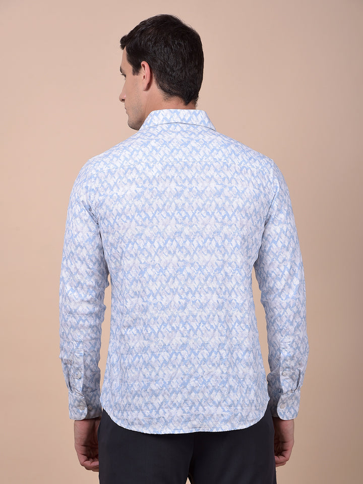 Blue Printed Linen Shirt