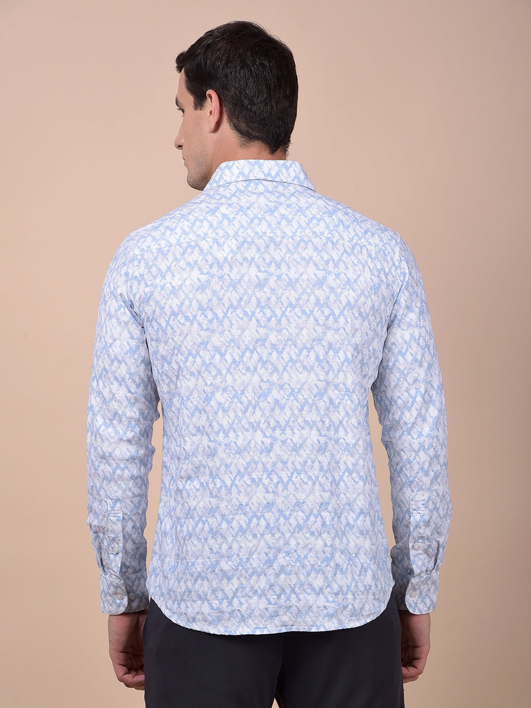 Blue Printed Linen Shirt