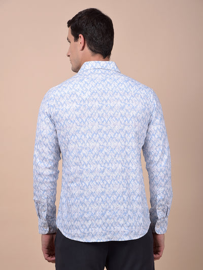 Blue Printed Linen Shirt