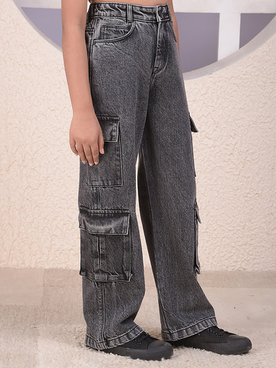 Grey Baggy Cargo Jeans
